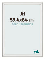 Cadre Photo 59 4x84cm A1 Blanc Patine MDF Lazio De Face Mesure | Yourdecoration.fr