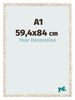 Cadre Photo 59 4x84cm A1 Blanc Vintage MDF Bologna De Face Mesure | Yourdecoration.fr