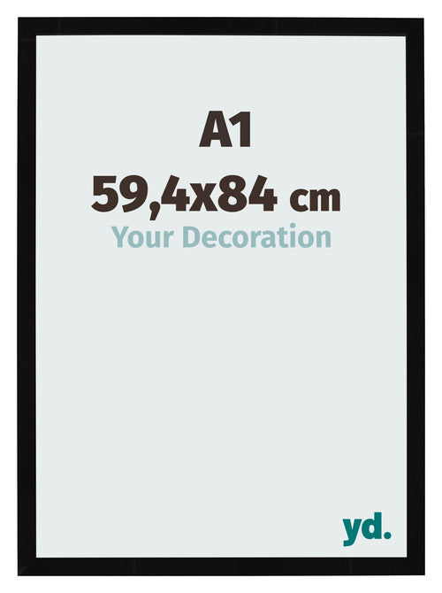 Cadre Photo 59 4x84cm A1 Noir Brillant MDF Bologna De Face Mesure | Yourdecoration.fr