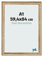 Cadre Photo 59 4x84cm A1 Or Antique MDF Lazio De Face Mesure | Yourdecoration.fr