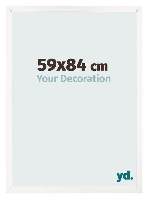 Cadre Photo 59x84 cm Blanc Brillant MDF Bologna De Face Mesure | Yourdecoration.fr