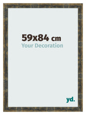 Cadre Photo 59x84cm Bleu Or Melange MDF Pisa De Face Mesure | Yourdecoration.fr