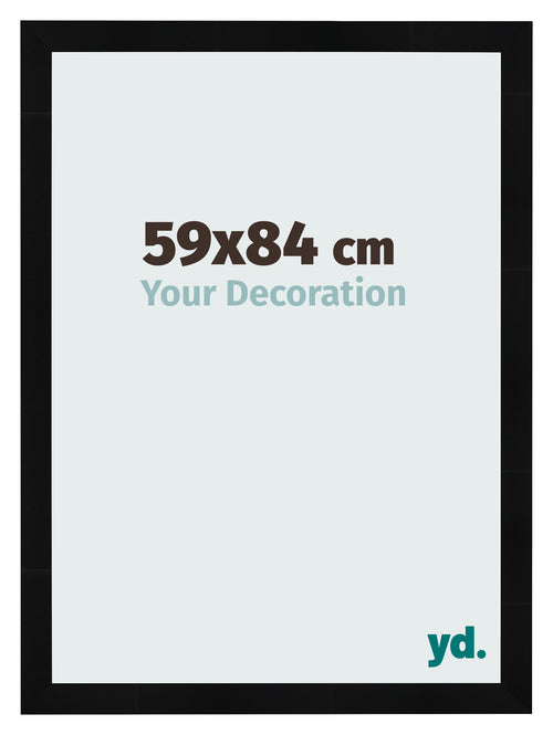 Cadre Photo 59x84cm Noir Argent Poli MDF Pisa De Face Mesure | Yourdecoration.fr