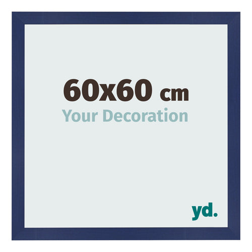 Cadre Photo 60x60cm Bleu Foncé Patiné MDF Bologna De Face Mesure | Yourdecoration.fr