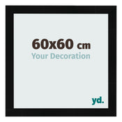 Cadre Photo 60x60cm Noir Argent Poli MDF Pisa De Face Mesure | Yourdecoration.fr