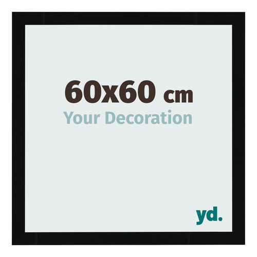 Cadre Photo 60x60cm Noir Brillant MDF Bologna De Face Mesure | Yourdecoration.fr