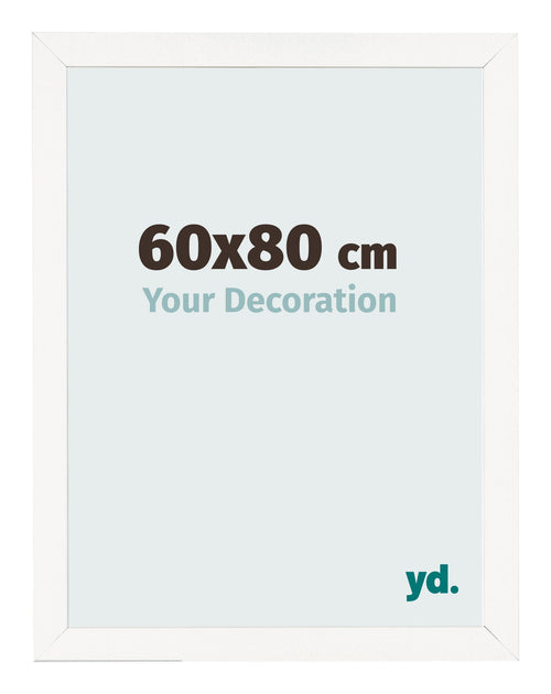Cadre Photo 60x80 cm Blanc Brillant MDF Bologna De Face Mesure | Yourdecoration.fr