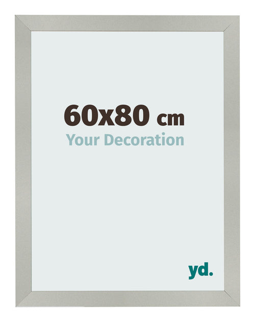 Cadre Photo 60x80cm Argent Mat MDF Bologna De Face Mesure | Yourdecoration.fr
