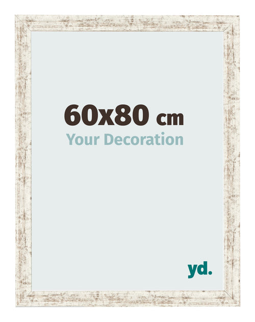 Cadre Photo 60x80cm Blanc Vintage MDF Bologna De Face Mesure | Yourdecoration.fr