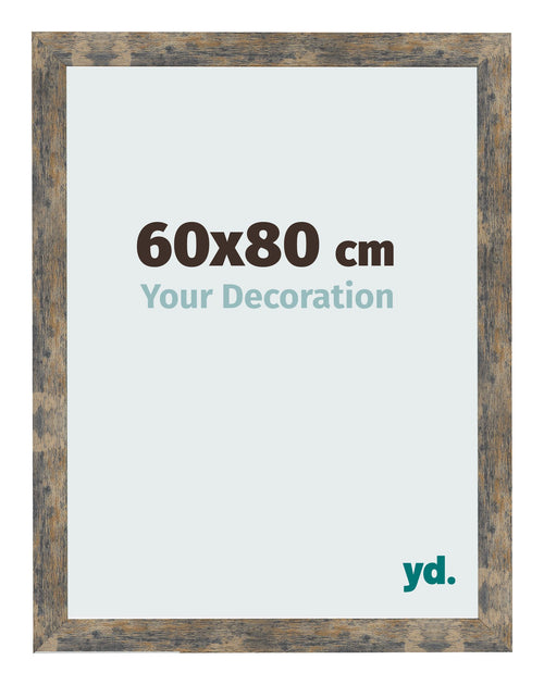 Cadre Photo 60x80cm Bleu Or Mélangé MDF Bologna De Face Mesure | Yourdecoration.fr