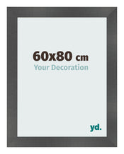 Cadre Photo 60x80cm Noir Argent Poli MDF Pisa De Face Mesure | Yourdecoration.fr