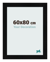 Cadre Photo 60x80cm Noir Argent Poli MDF Pisa De Face Mesure | Yourdecoration.fr