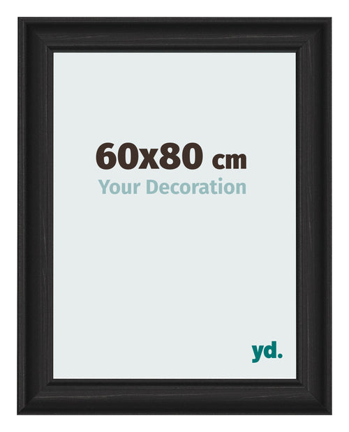 Cadre Photo 60x80cm Noir Grain de Bois MDF Lazio De Face Mesure | Yourdecoration.fr