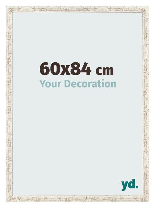 Cadre Photo 60x84cm Blanc Vintage MDF Bologna De Face Mesure | Yourdecoration.fr