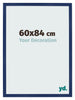 Cadre Photo 60x84cm Bleu Foncé Patiné MDF Bologna De Face Mesure | Yourdecoration.fr