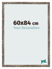 Cadre Photo 60x84cm Bleu Or Mélangé MDF Bologna De Face Mesure | Yourdecoration.fr