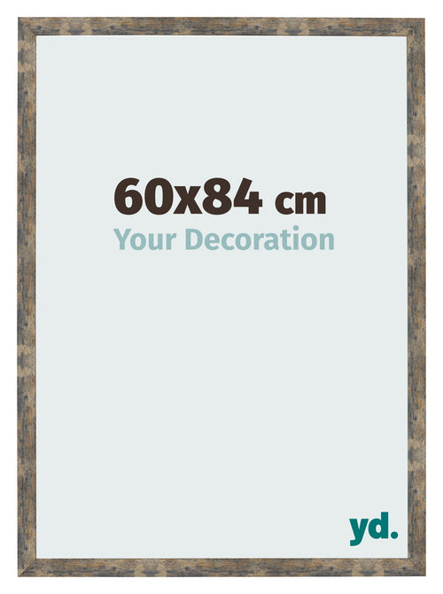 Cadre Photo 60x84cm Bleu Or Mélangé MDF Bologna De Face Mesure | Yourdecoration.fr