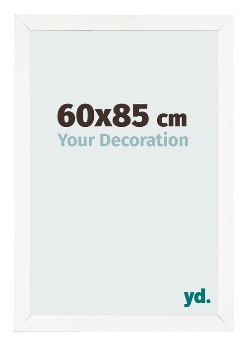 Cadre Photo 60x85 cm Blanc Brillant MDF Bologna De Face Mesure | Yourdecoration.fr
