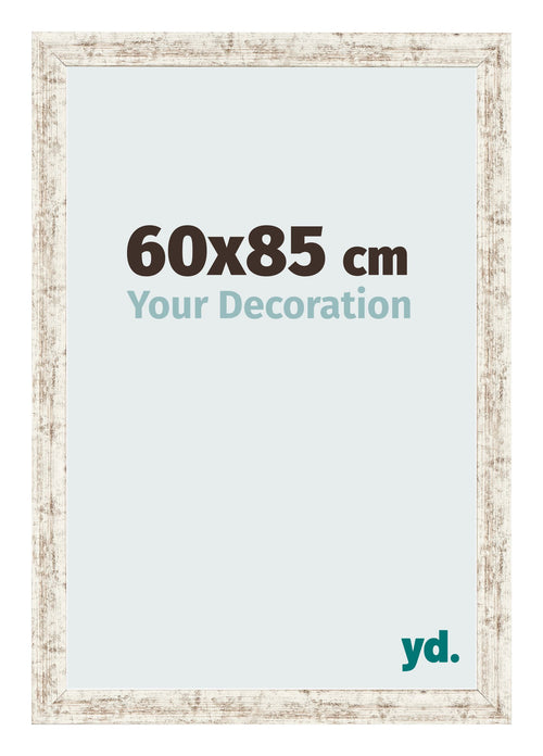 Cadre Photo 60x85cm Blanc Vintage MDF Bologna De Face Mesure | Yourdecoration.fr