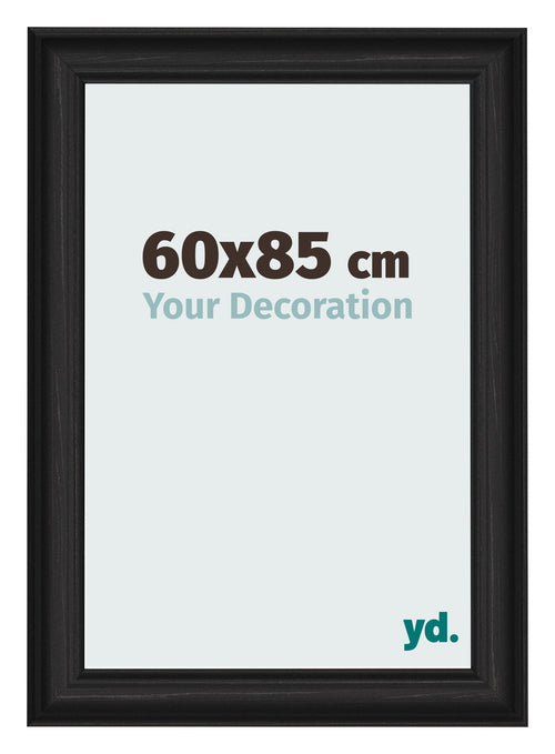 Cadre Photo 60x85cm Noir Grain de Bois MDF Lazio De Face Mesure | Yourdecoration.fr