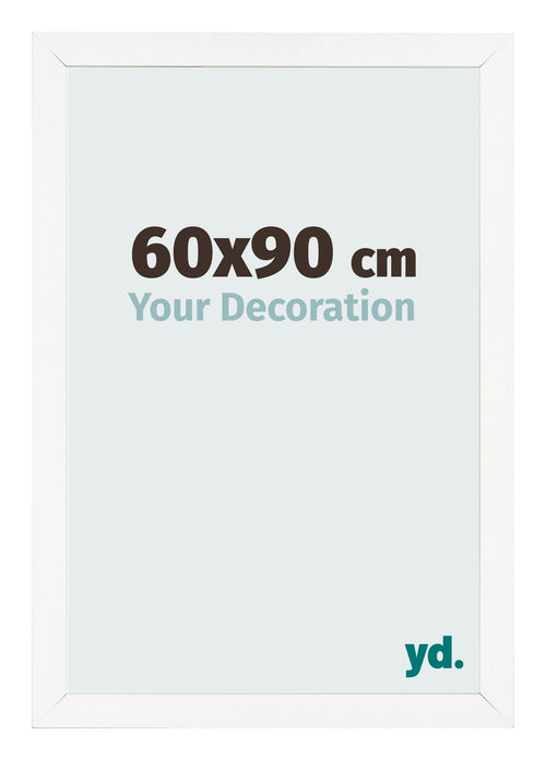 Cadre Photo 60x90 cm Blanc Brillant MDF Bologna De Face Mesure | Yourdecoration.fr