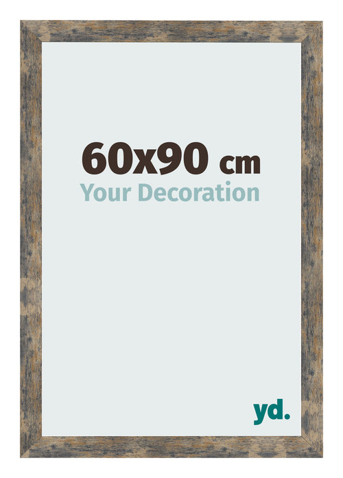 Cadre Photo 60x90cm Bleu Or Mélangé MDF Bologna De Face Mesure | Yourdecoration.fr