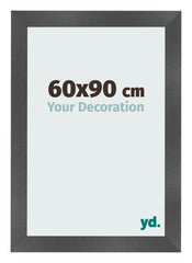 Cadre Photo 60x90cm Noir Argent Poli MDF Pisa De Face Mesure | Yourdecoration.fr