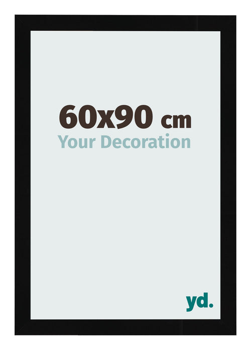 Cadre Photo 60x90cm Noir Brillant MDF Bologna De Face Mesure | Yourdecoration.fr