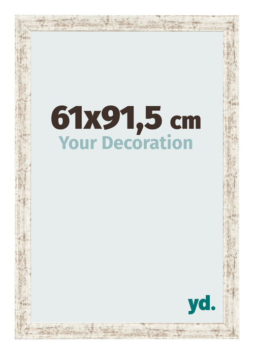 Cadre Photo 61x91 5cm Blanc Vintage MDF Bologna De Face Mesure | Yourdecoration.fr