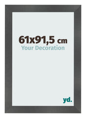 Cadre Photo 61x91 5cm Noir Argent Poli MDF Pisa De Face Mesure | Yourdecoration.fr