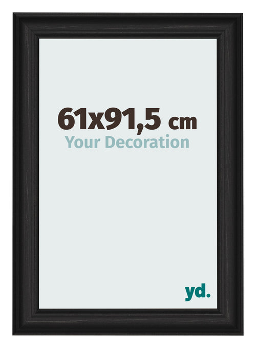 Cadre Photo 61x91 5cm Noir Grain de Bois MDF Lazio De Face Mesure | Yourdecoration.fr