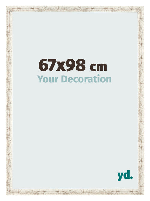 Cadre Photo 67x98cm Blanc Vintage MDF Bologna De Face Mesure | Yourdecoration.fr