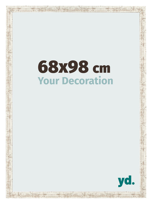 Cadre Photo 68x98cm Blanc Vintage MDF Bologna De Face Mesure | Yourdecoration.fr