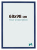 Cadre Photo 68x98cm Bleu Foncé Patiné MDF Bologna De Face Mesure | Yourdecoration.fr