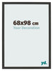Cadre Photo 68x98cm Noir Grain de Bois MDF Bologna De Face Mesure | Yourdecoration.fr