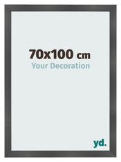 Cadre Photo 70x100cm Noir Argent Poli MDF Pisa De Face Mesure | Yourdecoration.fr