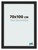 Cadre Photo 70x100cm Noir Grain de Bois MDF Lazio De Face Mesure | Yourdecoration.fr