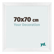 Cadre Photo 70x70cm Blanc Vintage MDF Pisa De Face Mesure | Yourdecoration.fr