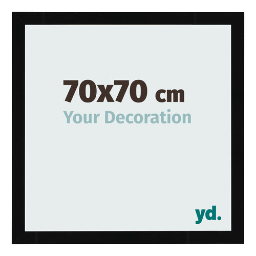 Cadre Photo 70x70cm Noir Brillant MDF Bologna De Face Mesure | Yourdecoration.fr