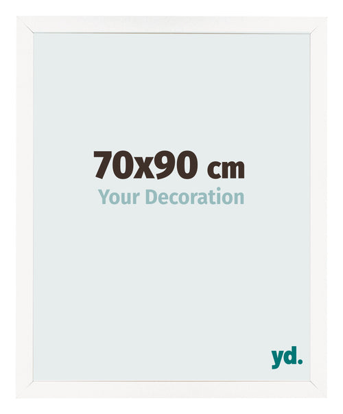 Cadre Photo 70x90 cm Blanc Brillant MDF Bologna De Face Mesure | Yourdecoration.fr
