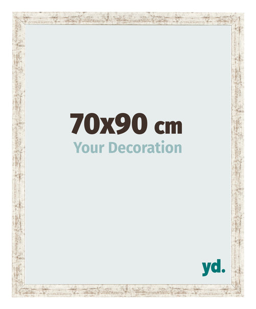 Cadre Photo 70x90cm Blanc Vintage MDF Bologna De Face Mesure | Yourdecoration.fr