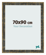 Cadre Photo 70x90cm Bleu Or Melange MDF Pisa De Face Mesure | Yourdecoration.fr