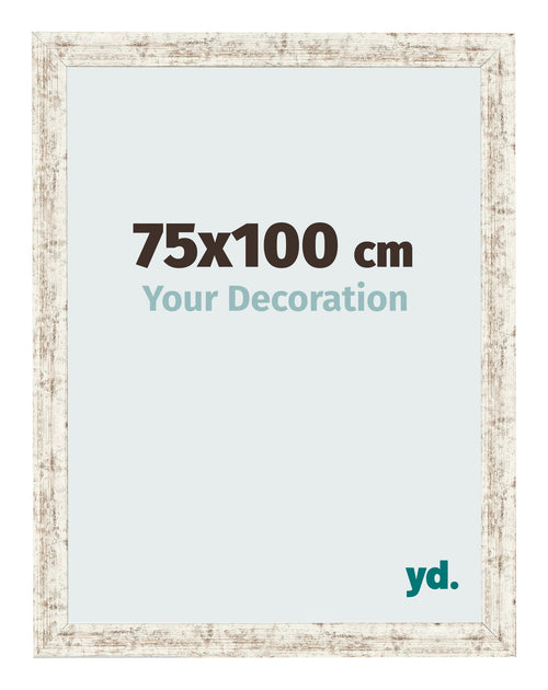 Cadre Photo 75x100cm Blanc Vintage MDF Bologna De Face Mesure | Yourdecoration.fr