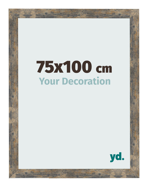 Cadre Photo 75x100cm Bleu Or Mélangé MDF Bologna De Face Mesure | Yourdecoration.fr