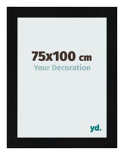 Cadre Photo 75x100cm Noir Argent Poli MDF Pisa De Face Mesure | Yourdecoration.fr