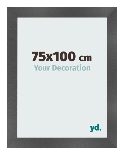 Cadre Photo 75x100cm Noir Argent Poli MDF Pisa De Face Mesure | Yourdecoration.fr