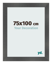 Cadre Photo 75x100cm Noir Argent Poli MDF Pisa De Face Mesure | Yourdecoration.fr