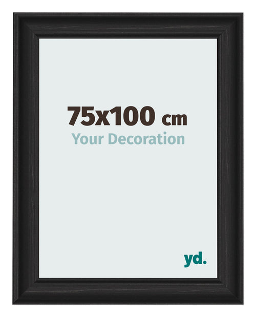 Cadre Photo 75x100cm Noir Grain de Bois MDF Lazio De Face Mesure | Yourdecoration.fr