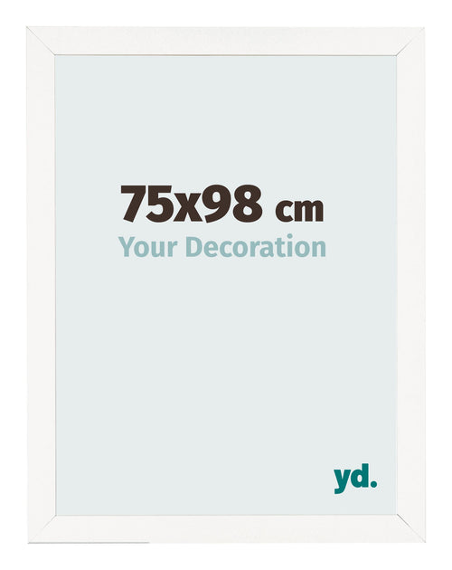 Cadre Photo 75x98 cm Blanc Brillant MDF Bologna De Face Mesure | Yourdecoration.fr