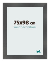 Cadre Photo 75x98cm Noir Argent Poli MDF Pisa De Face Mesure | Yourdecoration.fr